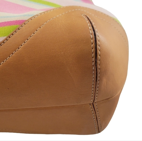 Coach Hamptons Multi Colored Striped Bag with Matching Wristlet EUC - Picture 7 of 17